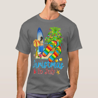 Christmas in July Flip Flops Summer Vacation Beach T-Shirt