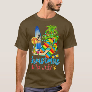 Christmas in July Flip Flops Summer Vacation Beach T-Shirt