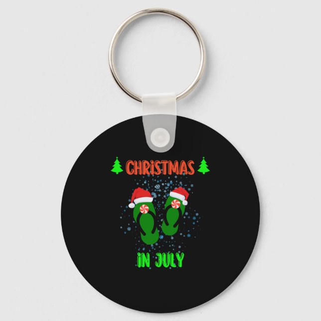 Christmas in July Flip Flops Summer with santa Vac Keychain (Front)