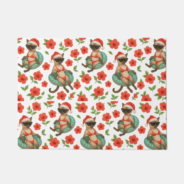 Christmas in July for Siamese Cat lovers Hawaii  Doormat (Front)