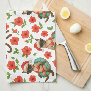 Christmas in July for Siamese Cat lovers Hawaii Kitchen Towel