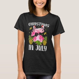 Christmas In July  For Women Pink Flamingo 2 T-Shirt