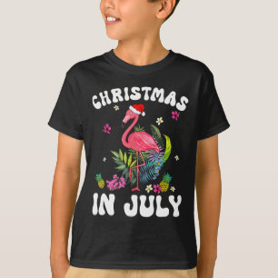 Christmas In July For Women Pink Flamingo Pink Wom T-Shirt
