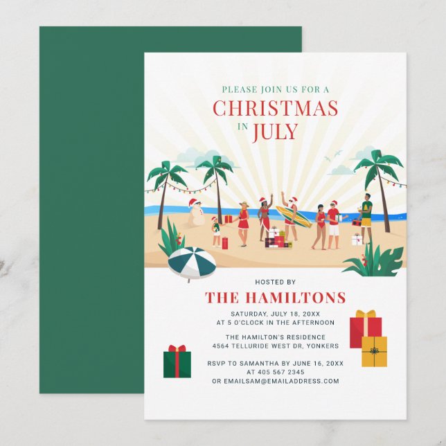 Christmas in July Fun Family Summer Party Invitation (Front/Back)