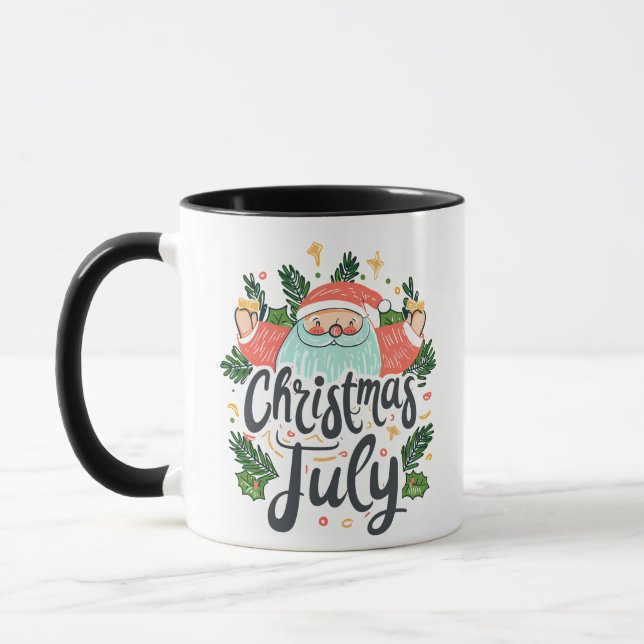 Christmas in July Fun & Festive Santa Design Mug (Left)