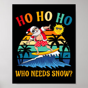 Christmas In July Fun Santa Surfing Summer Beach V Poster