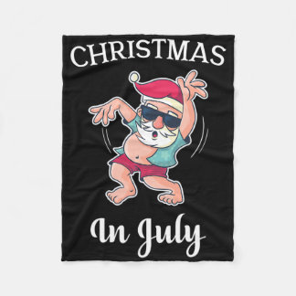 Christmas In July Funny Dancing Santa Fun Dance Fleece Blanket