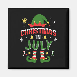Christmas In July Funny Elf For Summer Xmas Magnet