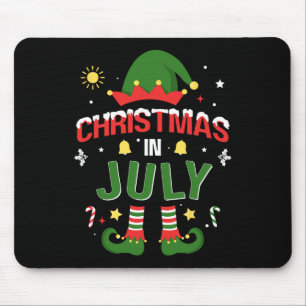Christmas In July Funny Elf For Summer Xmas Mouse Pad