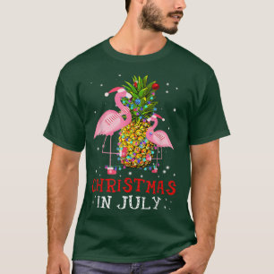 Christmas in July Funny Flamingo Pineapple Summer T-Shirt