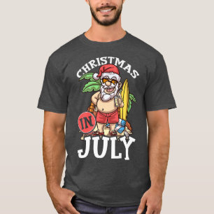 Christmas In July  Funny Hawaii Santa Summer Beach T-Shirt
