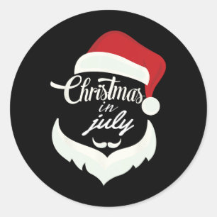 Christmas In July Funny Santa Hat  Classic Round Sticker