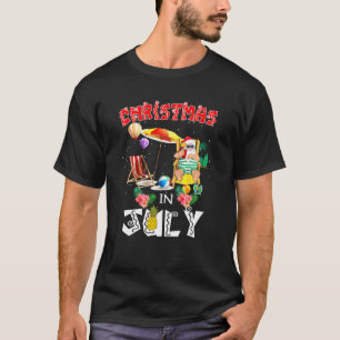 Christmas In July Funny Santa Hawaiian Summer Cele T-Shirt