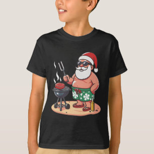 Christmas In July Funny Santa Santa Grilling Bbq T-Shirt