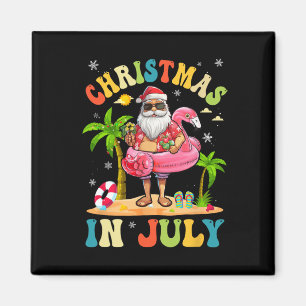 Christmas In July Funny Santa Summer Beach Vacatio Magnet