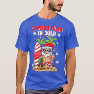 Christmas In July Funny Santa Summer Funny Beach  T-Shirt