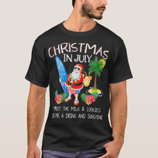 Christmas In July  Funny Santa Summer Pool Party w T-Shirt