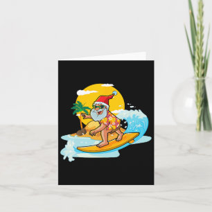Christmas In July Funny Santa Surfing Summer Aloha Card