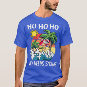 Christmas In July Funny Santa Surfing Summer Beach T-Shirt