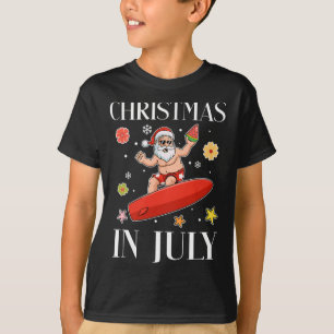Christmas In July Funny Santa Surfing Summer Surfe T-Shirt