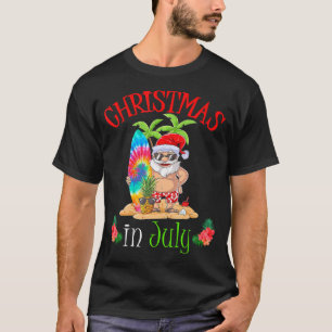 Christmas In July Funny Santa Surfing Summer T-Shirt