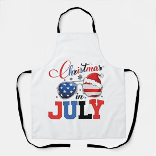 Christmas in July Funny Santa Xmas 4h of July  Apron