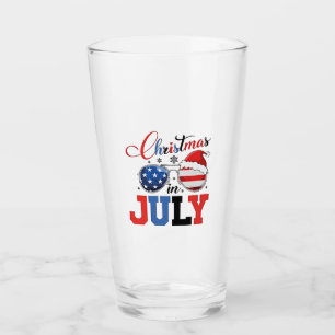 Christmas in July Funny Santa Xmas 4h of July Glass