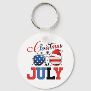 Christmas in July Funny Santa Xmas 4h of July Keychain