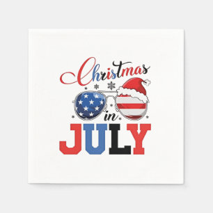 Christmas in July Funny Santa Xmas 4h of July Napkin