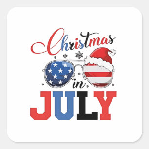 Christmas in July Funny Santa Xmas 4h of July  Square Sticker