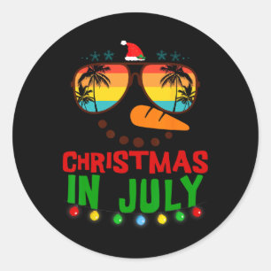 Christmas In July Funny Snowman Beach Summer Hawai Classic Round Sticker