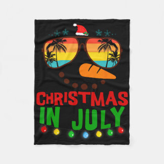 Christmas In July Funny Snowman Beach Summer Hawai Fleece Blanket