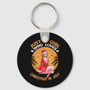 Christmas In July - Funny Summer Flamingo Christma Keychain
