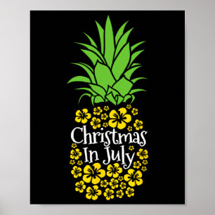 Christmas In July Funny Summer Vacation Pineapple Poster