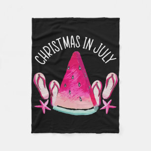 Christmas In July Funny Summer Vacation Tropical G Fleece Blanket