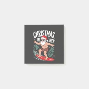Christmas in July Funny Surfing Santa Vacation  Post-it Notes
