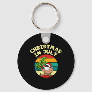 Christmas In July Funny Vintage Drinking Party San Keychain