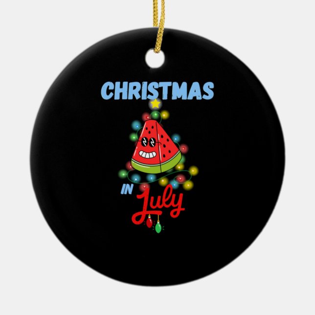christmas in july funny watermelon summer design   ceramic ornament (Front)