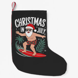 Christmas in July Funny xmas Christmas Santa Beach Small Christmas Stocking