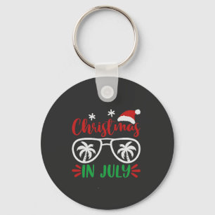 Christmas in July Funny Xmas Santa Vacation Summer Keychain