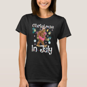 Christmas In July Gorilla Flamingo Summer Beach Po T-Shirt