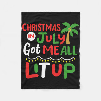 Christmas In July Got Me All Lit Up Men Women Kids Fleece Blanket