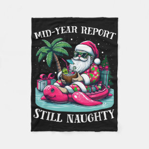 Christmas In July Hawaiian Naughty Christma July X Fleece Blanket