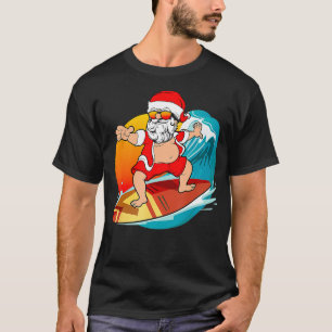 Christmas in July Hawaiian Santa Surfing Mele Kali T-Shirt