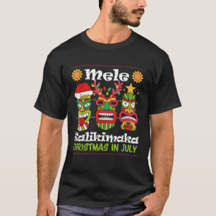 Christmas In July Hawaiian Santa Tiki Mele Kalikim T-Shirt