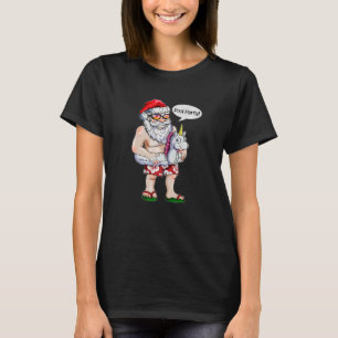 Christmas In July Holiday Santa Claus Unicorn Pool T-Shirt