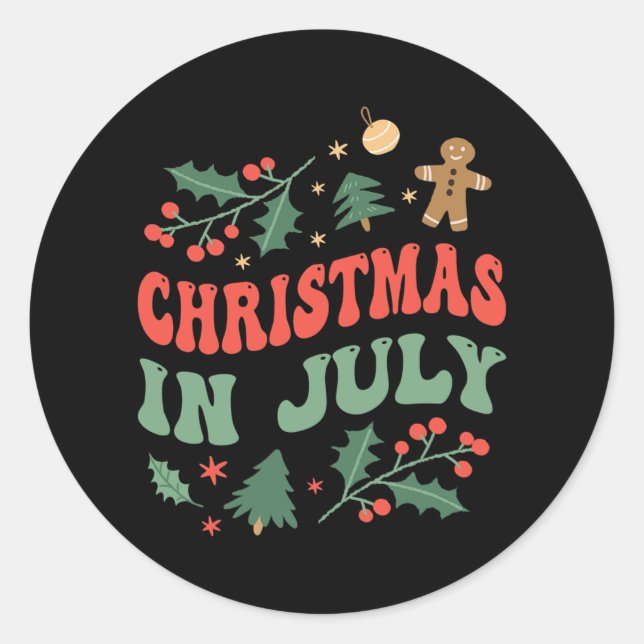 Christmas In July Humor Summer Sarcastic Santa  Classic Round Sticker (Front)