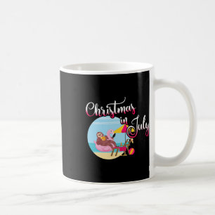 Christmas In July - Lazy Sloth On Flamingo Float - Coffee Mug