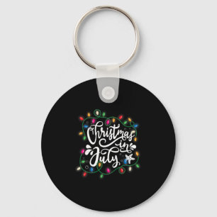 Christmas In July Lights Funny Summer Xmas Men Wom Keychain