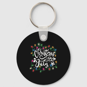Christmas In July Lights Funny Summer Xmas Men Wom Keychain